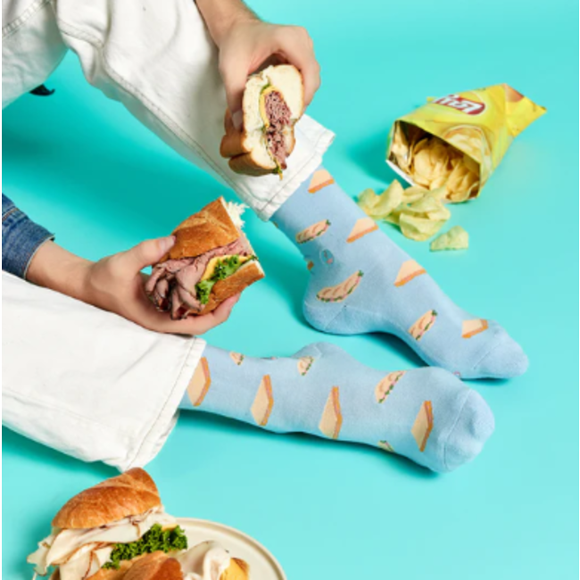 Crew Socks That Provide Meals - Blue Sandwiches