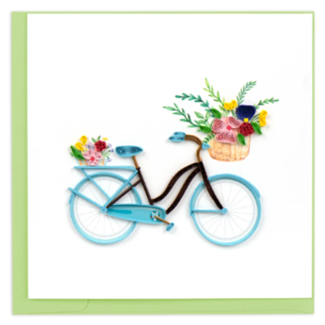 Quilled Card -  Bicycle & Flower Basket