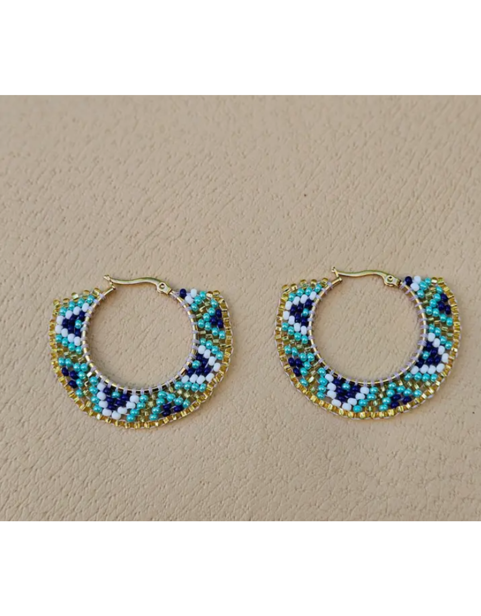 Guatemala Blue Fiesta Round Earrings, Guatemala
