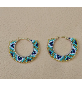 Guatemala Blue Fiesta Round Earrings, Guatemala