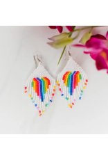 Guatemala Rainbow Heart Fringe Earrings, Guatemala