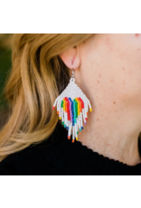 Guatemala Rainbow Heart Fringe Earrings, Guatemala