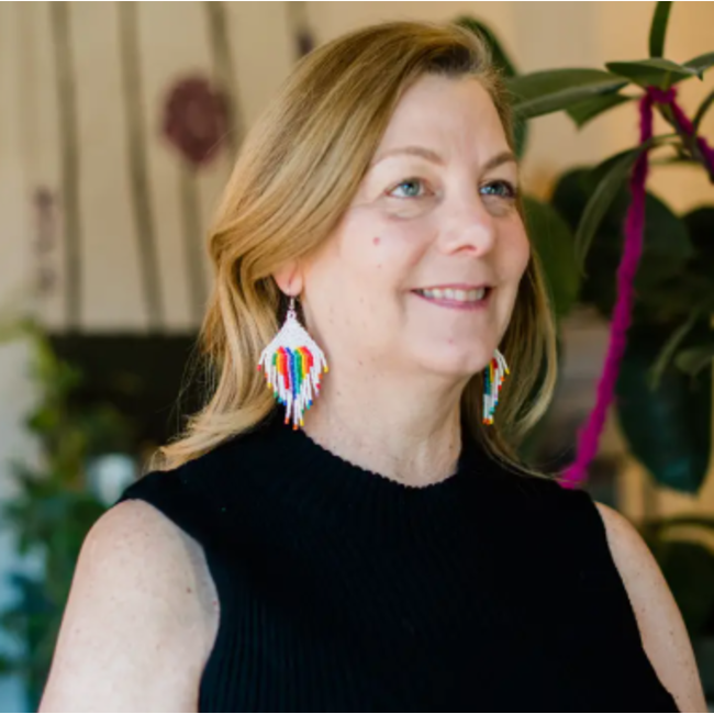 Rainbow Heart Fringe Earrings