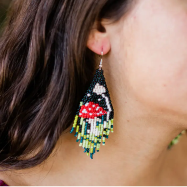 Woodland Mushroom Fringe Earrings