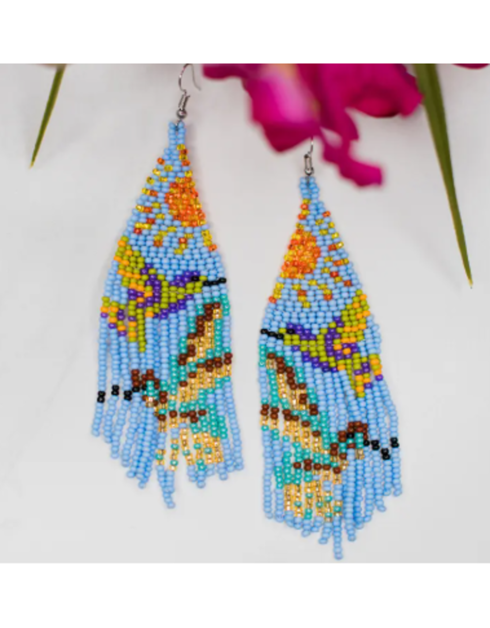 Guatemala Hummingbird Fringe Earrings - Daylight, Guatemala