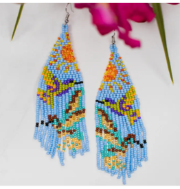 Guatemala Hummingbird Fringe Earrings - Daylight, Guatemala