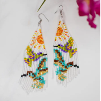 Guatemala Hummingbird Fringe Earrings - Sunrise