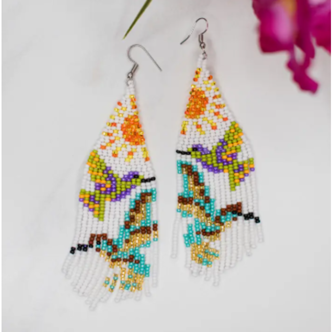 Hummingbird Fringe Earrings - Sunrise