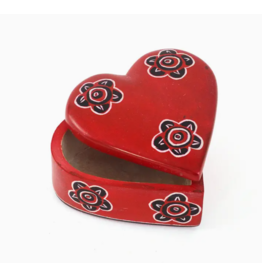 Kenya Blooming Soapstone Heart Box, Kenya
