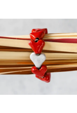Kenya Red & White Ceramic Heart Bracelet, Kenya