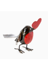 Zimbabwe Recycled Metal Full Heart Robin Sculpture