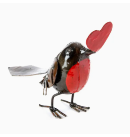 Zimbabwe Recycled Metal Full Heart Robin Sculpture