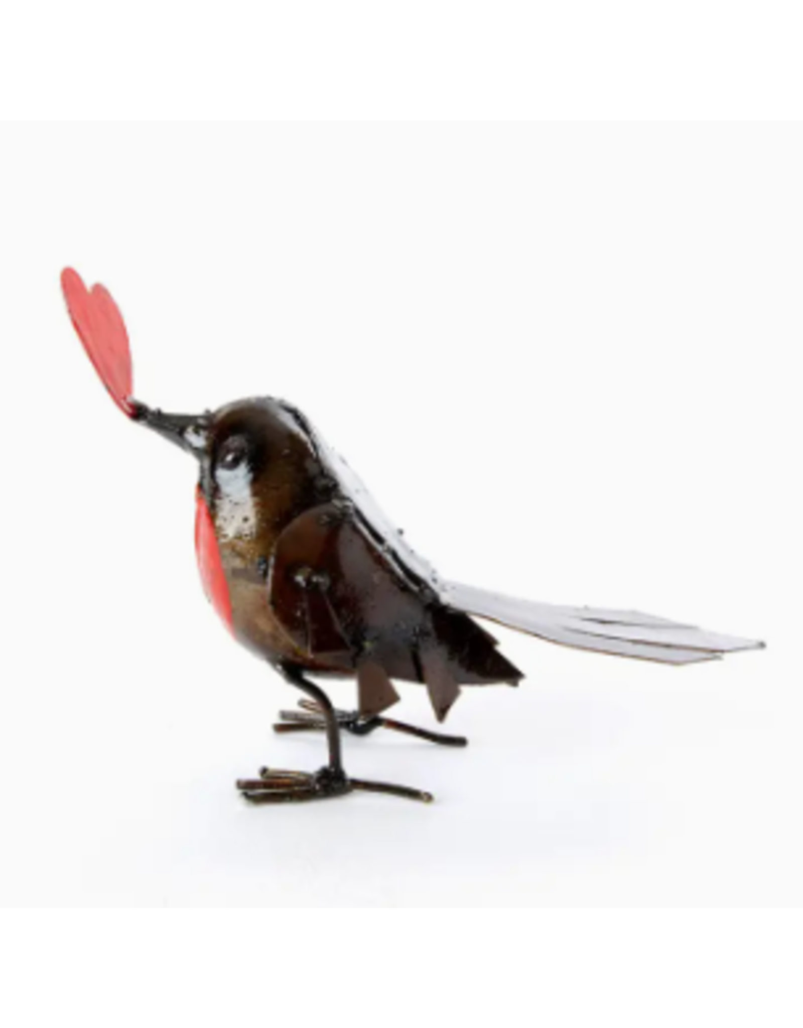 Zimbabwe Recycled Metal Full Heart Robin Sculpture