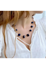 Kenya Navy Floating Stone & Maasai Bead Necklace, Kenya