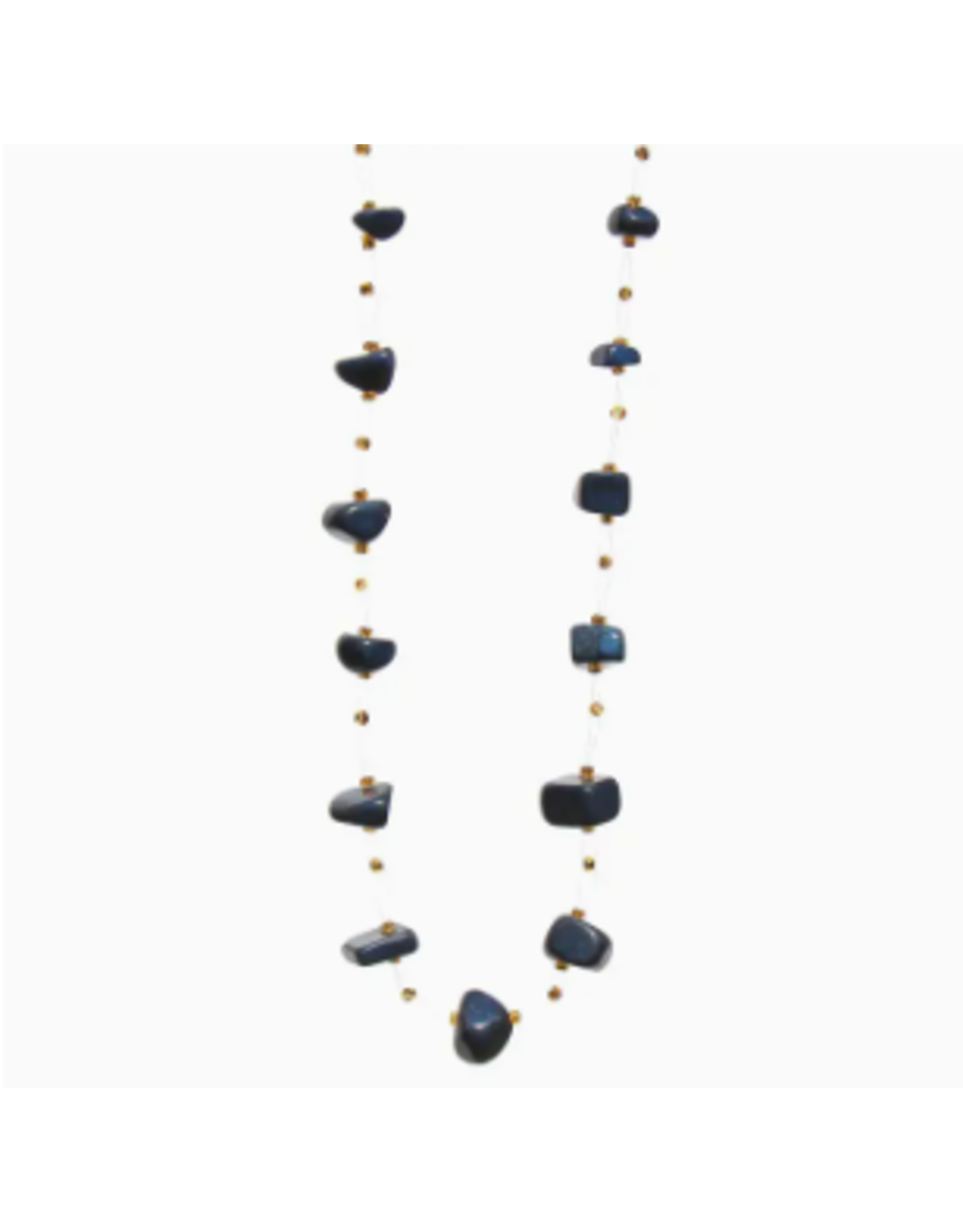 Kenya Navy Floating Stone & Maasai Bead Necklace, Kenya