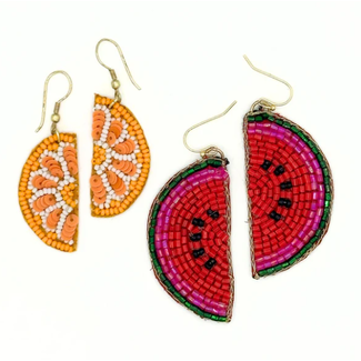India Earrings  - Beaded Fruit