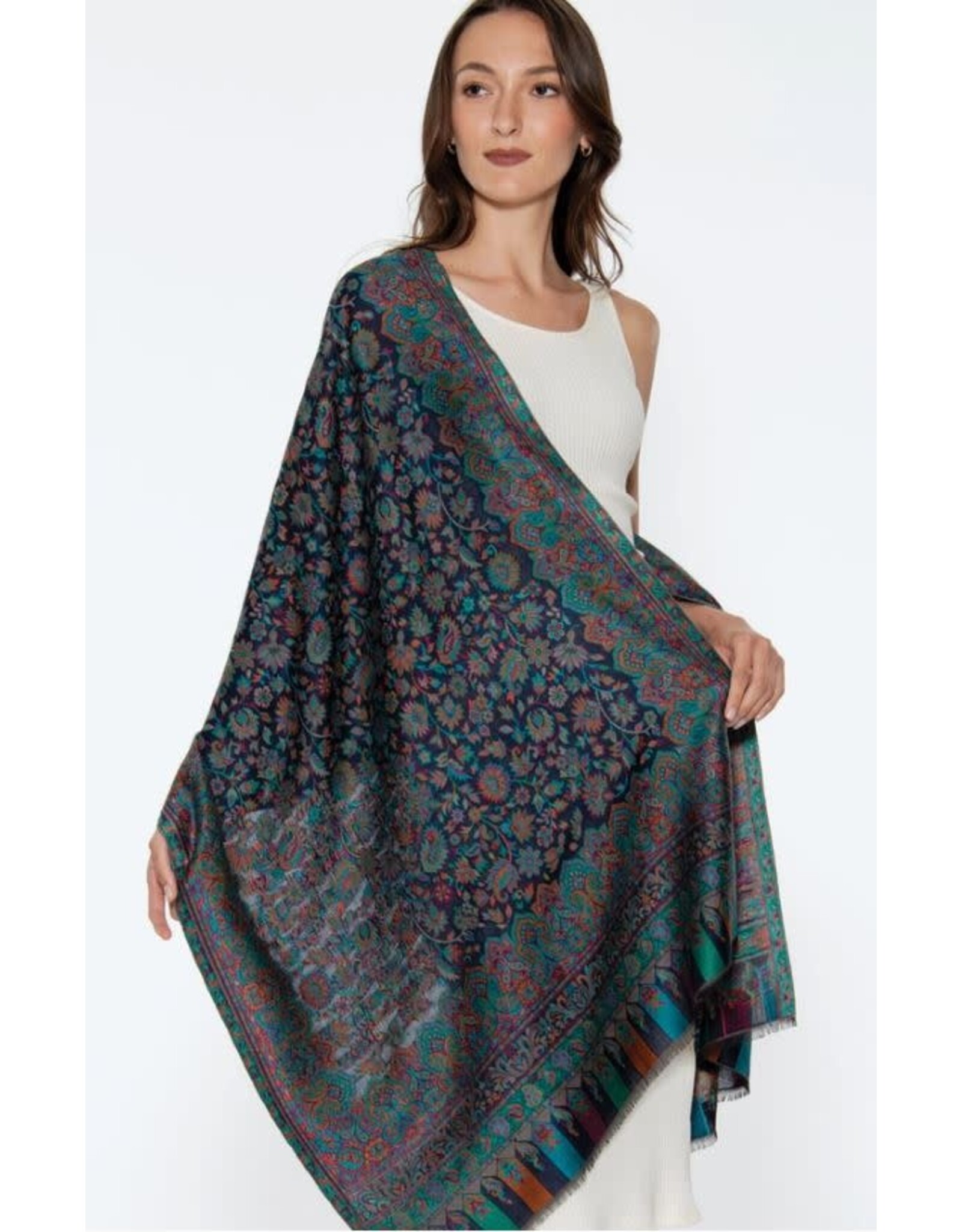 India Jamevar Shawl in Blue, India