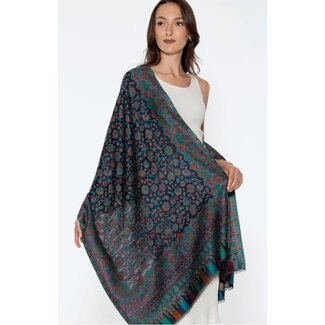 India Jamevar Shawl in Blue India Jamevar Shawl in Blue