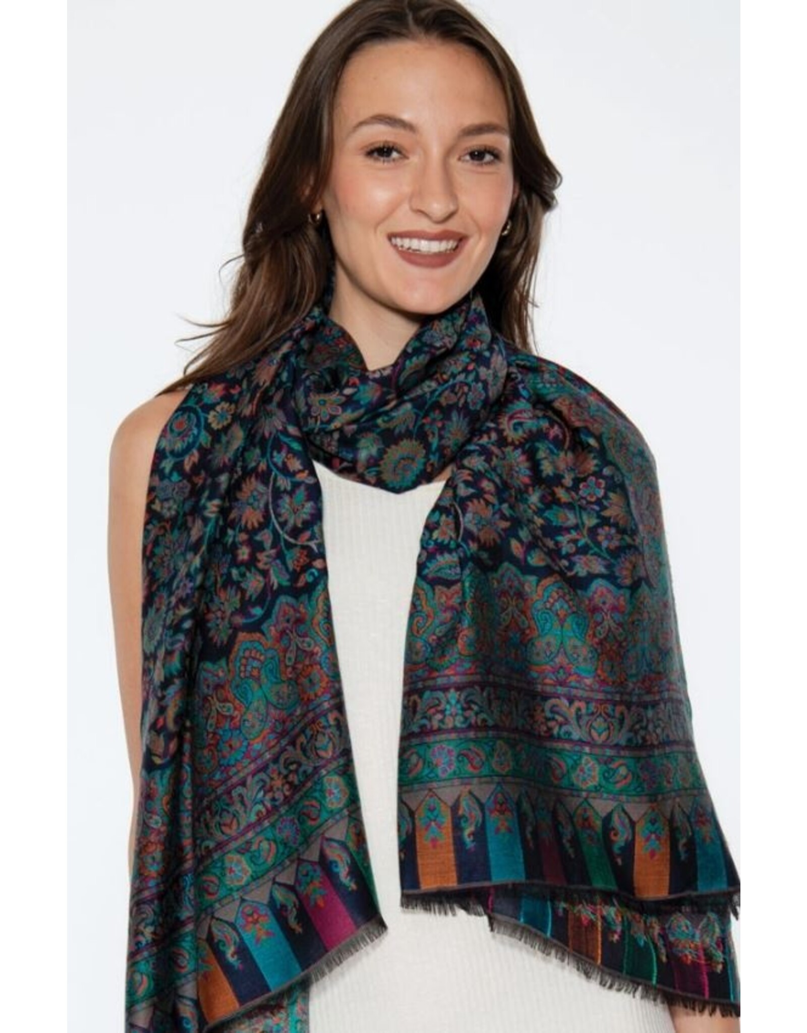 India Jamevar Shawl in Blue, India