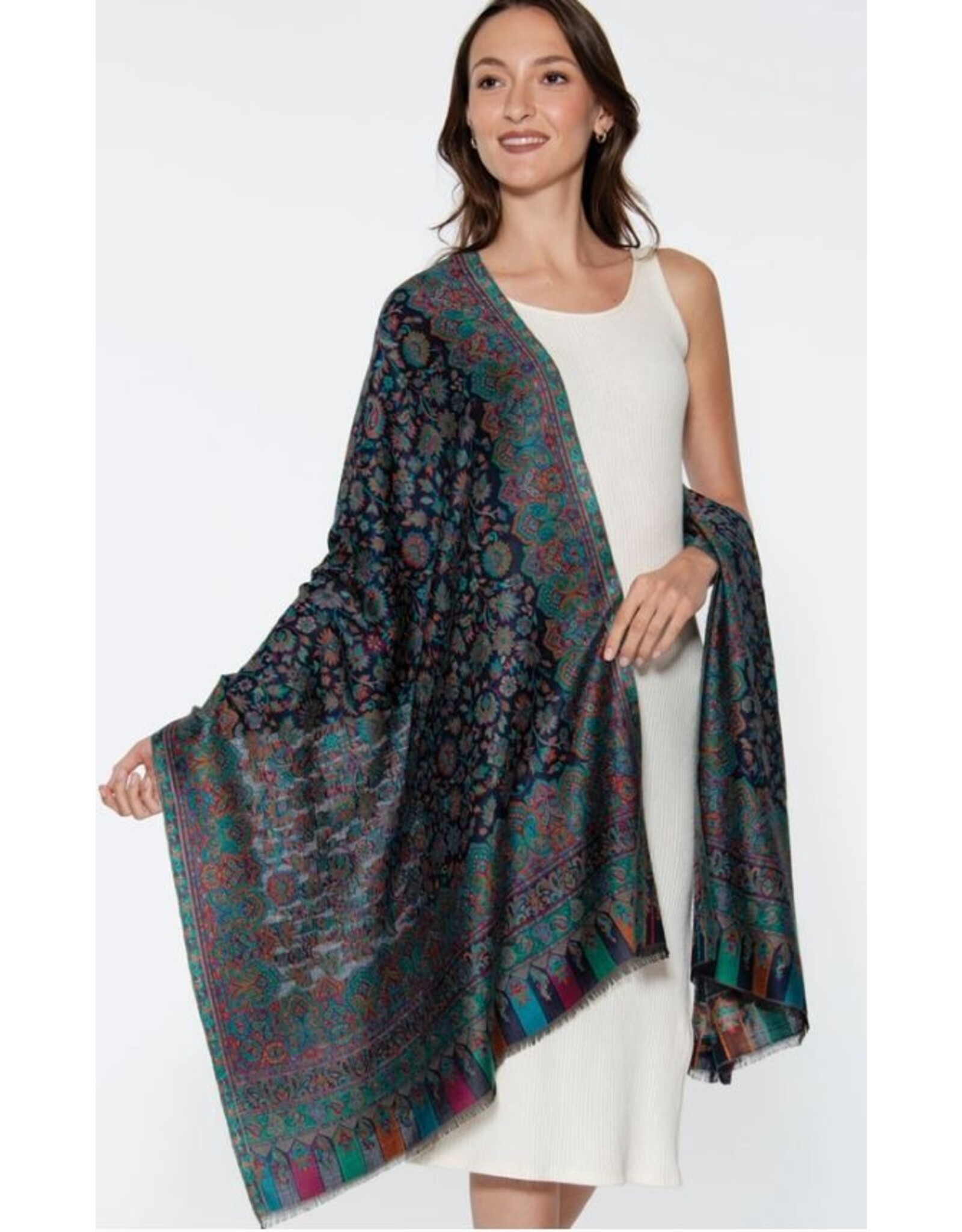 India Jamevar Shawl in Blue, India
