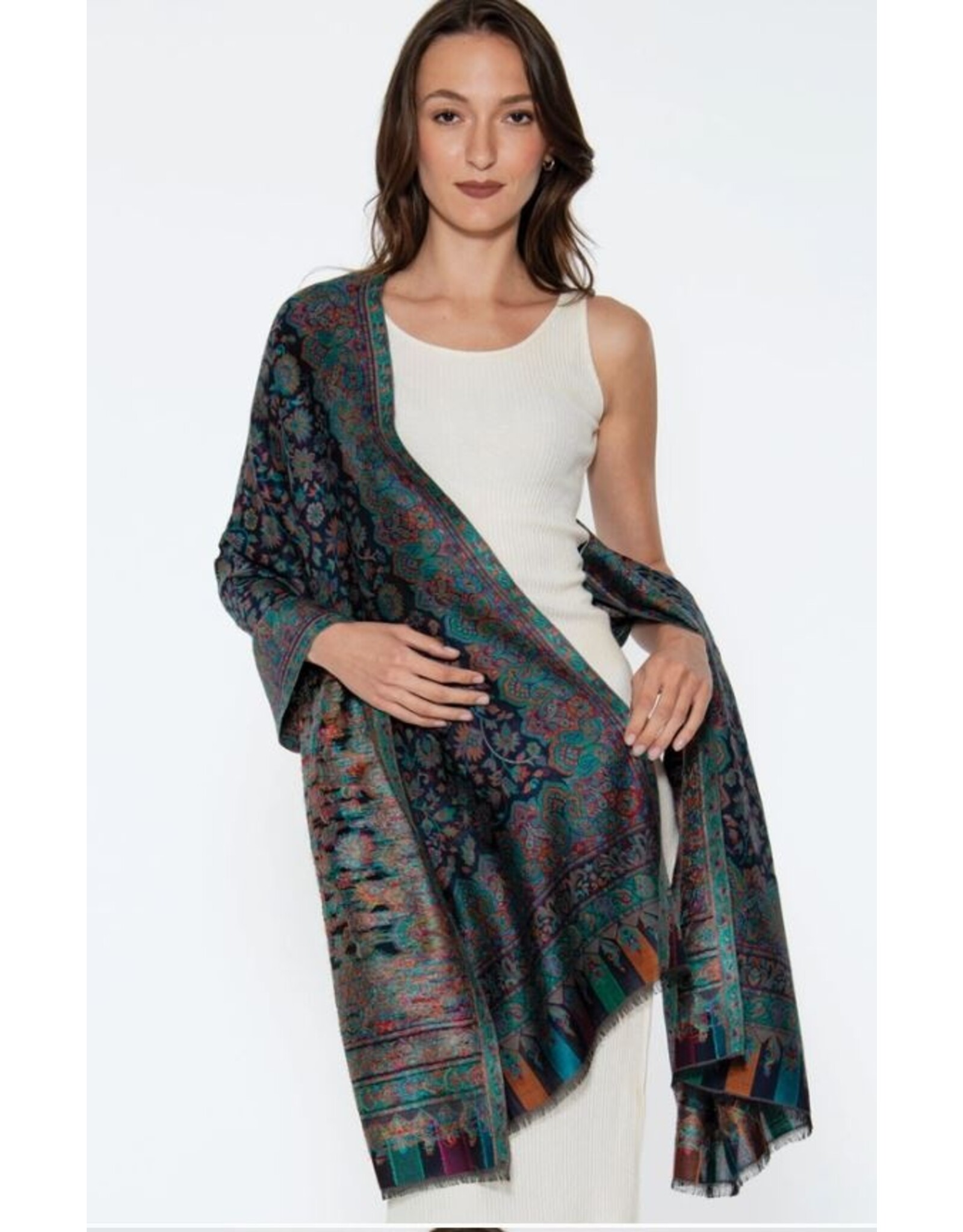 India Jamevar Shawl in Blue, India