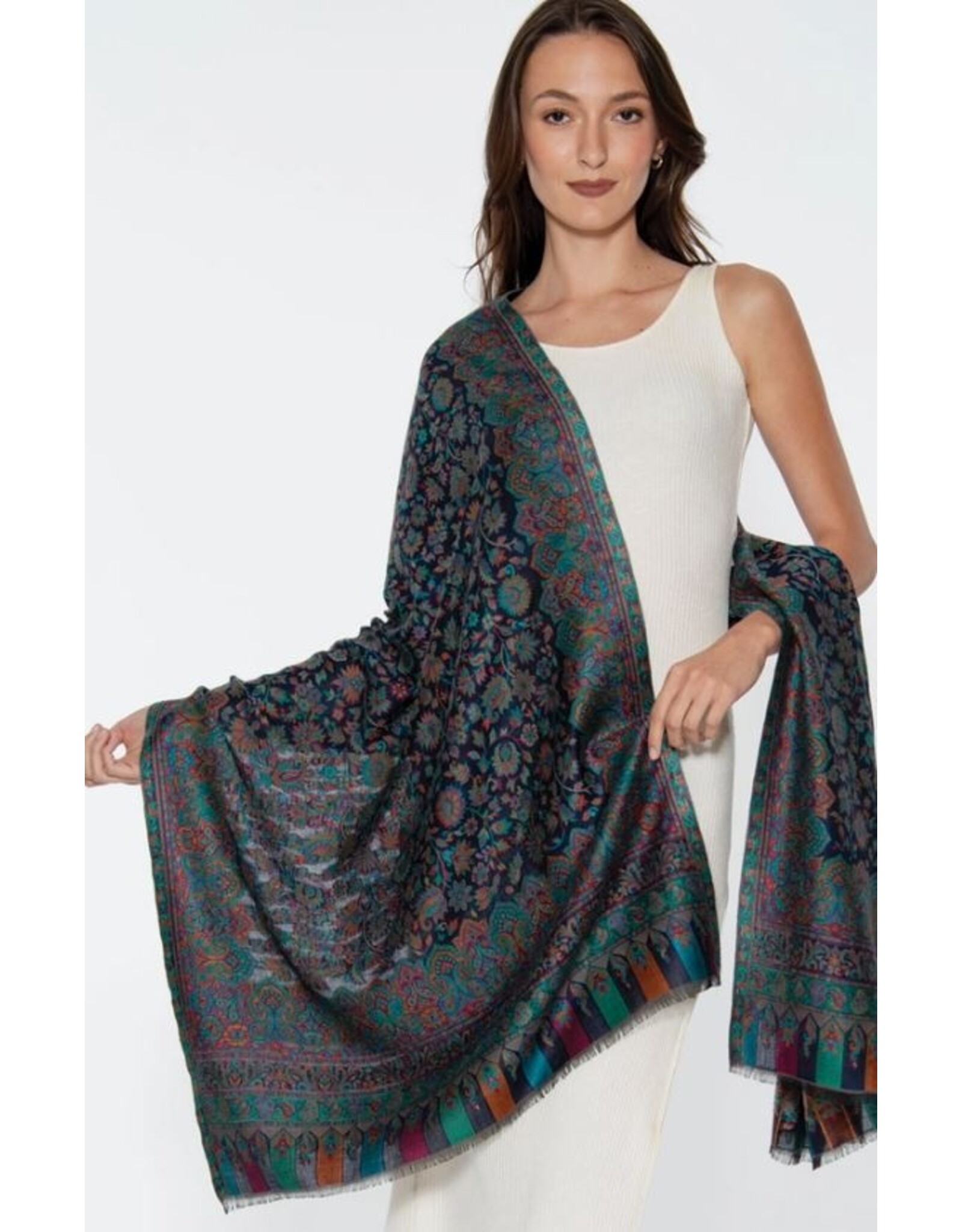 India Jamevar Shawl in Blue, India