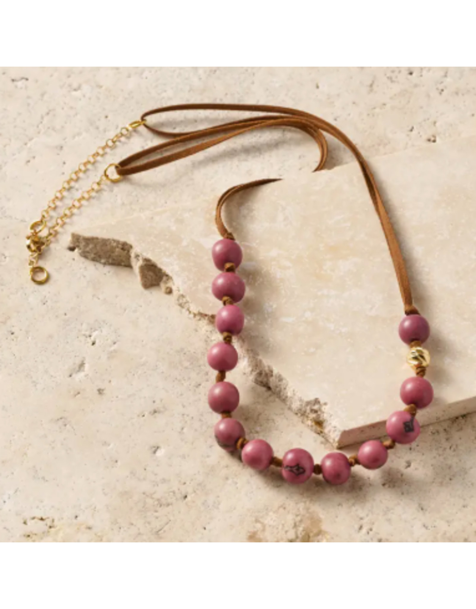 Colombia Lavender Seed & Suede Necklace, Colombia