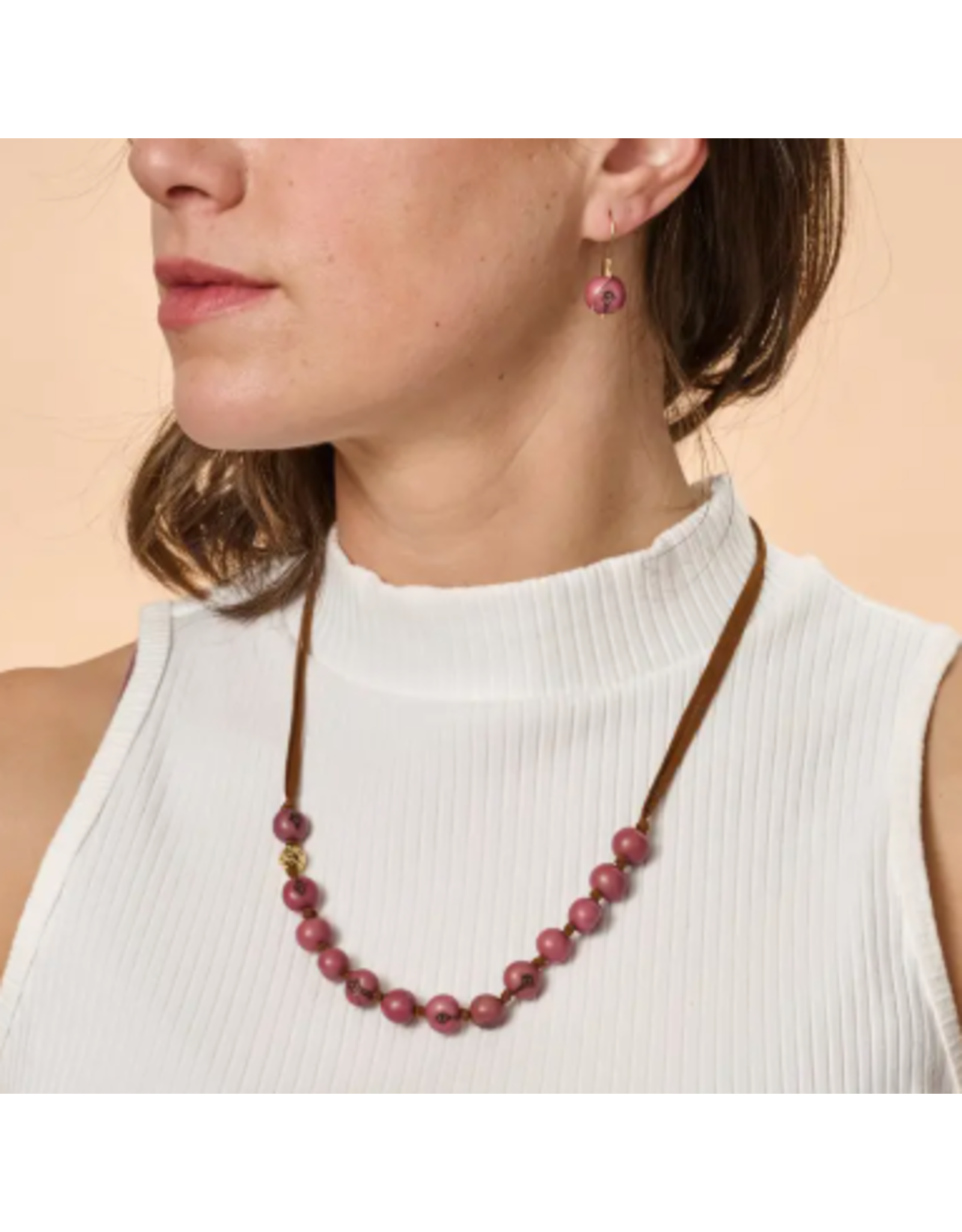 Colombia Lavender Seed & Suede Necklace, Colombia