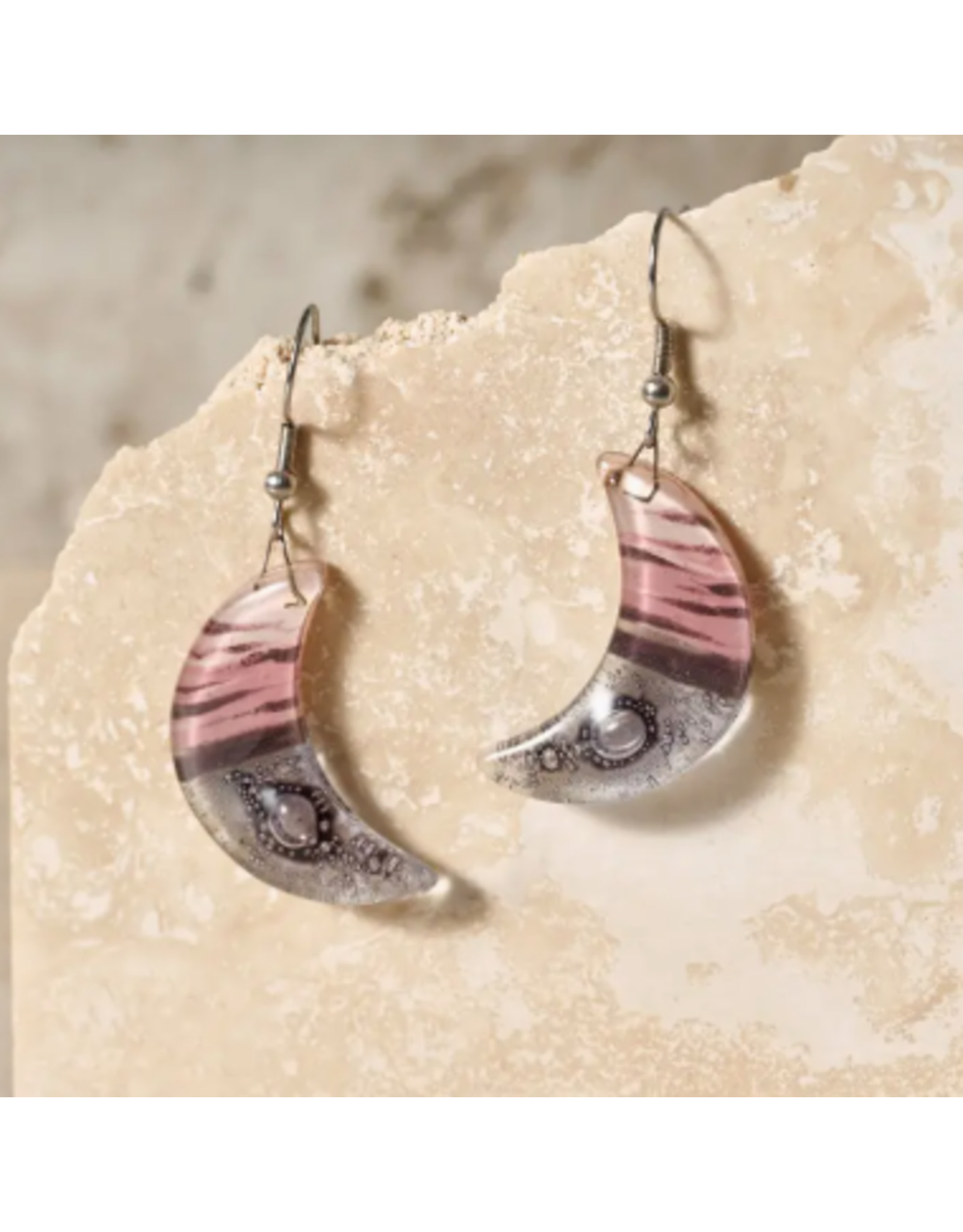 Chile Marbled Moon Drop Earrings, Chile