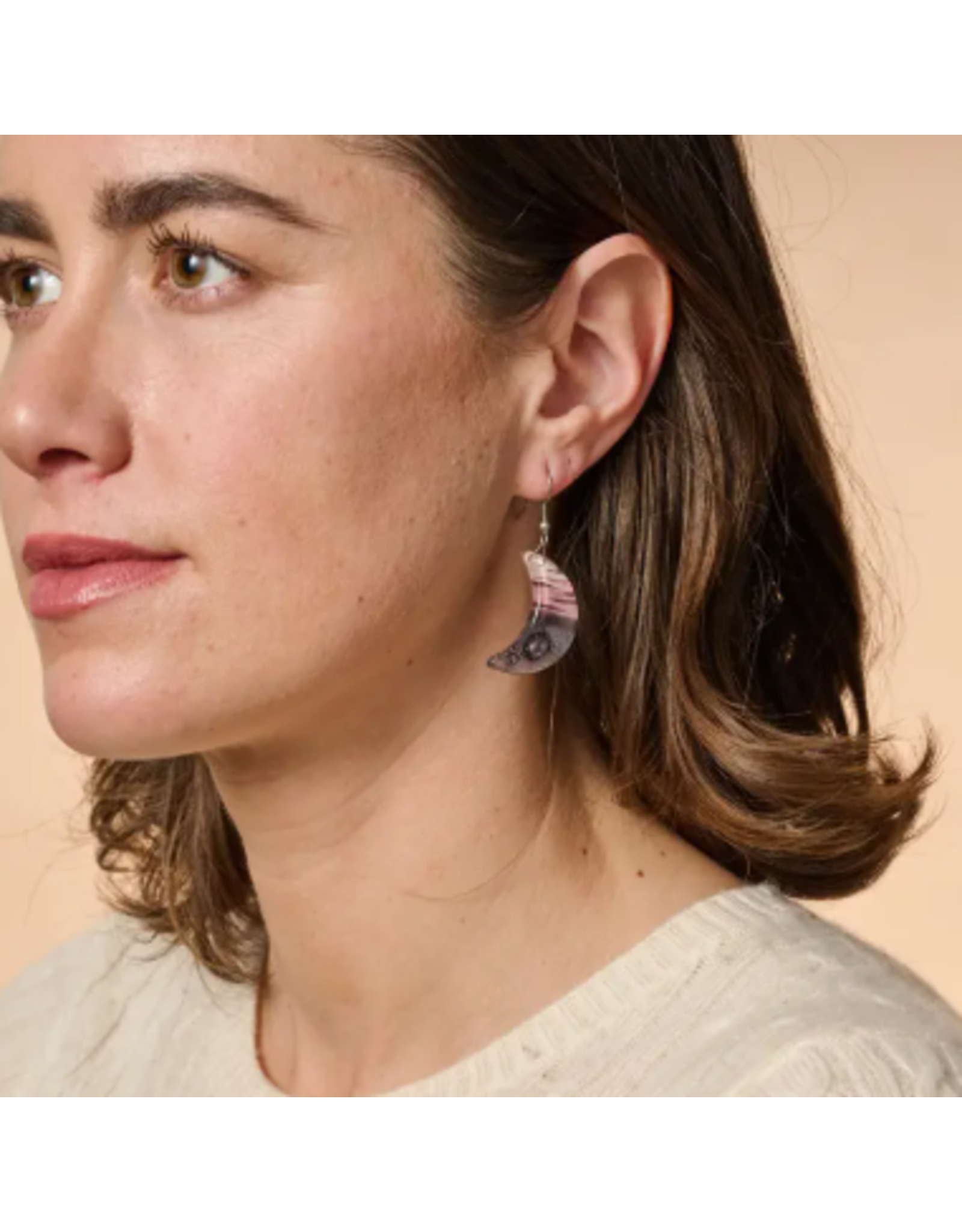 Chile Marbled Moon Drop Earrings, Chile