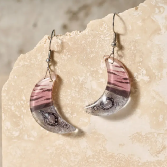 Marbled Moon Drop Earrings