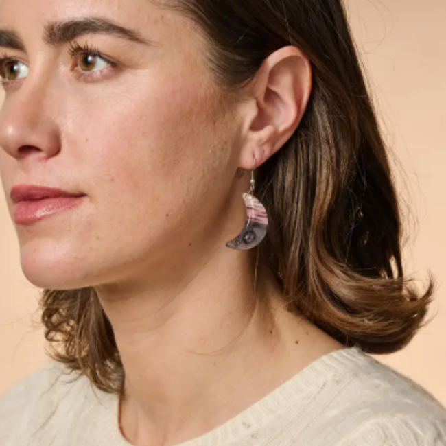 Marbled Moon Drop Earrings