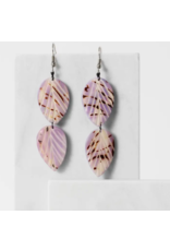 Ecuador Twin Leaf Tagua Dangle Earrings, Ecuador