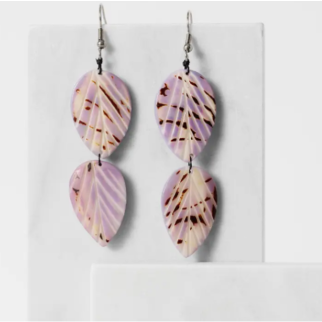 Twin Leaf Tagua Dangle Earrings