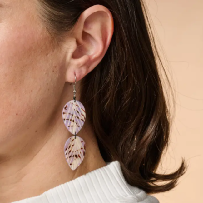 CLEARANCE Twin Leaf Tagua Dangle Earrings
