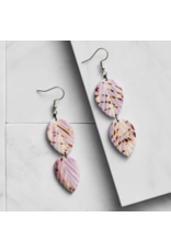 Ecuador Twin Leaf Tagua Dangle Earrings, Ecuador
