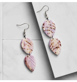 Ecuador Twin Leaf Tagua Dangle Earrings, Ecuador