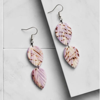 Ecuador CLEARANCE Twin Leaf Tagua Dangle Earrings