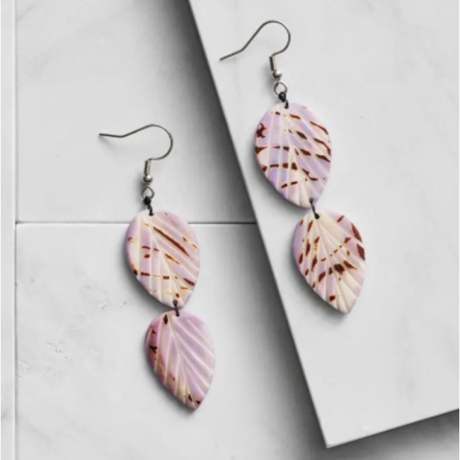 Twin Leaf Tagua Dangle Earrings