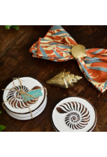 Indonesia Wood Seashell Coasters (set of 4), Indonesia