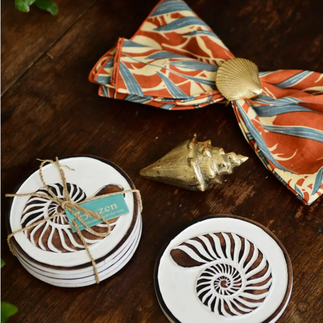 Wood Seashell Coasters (set of 4)