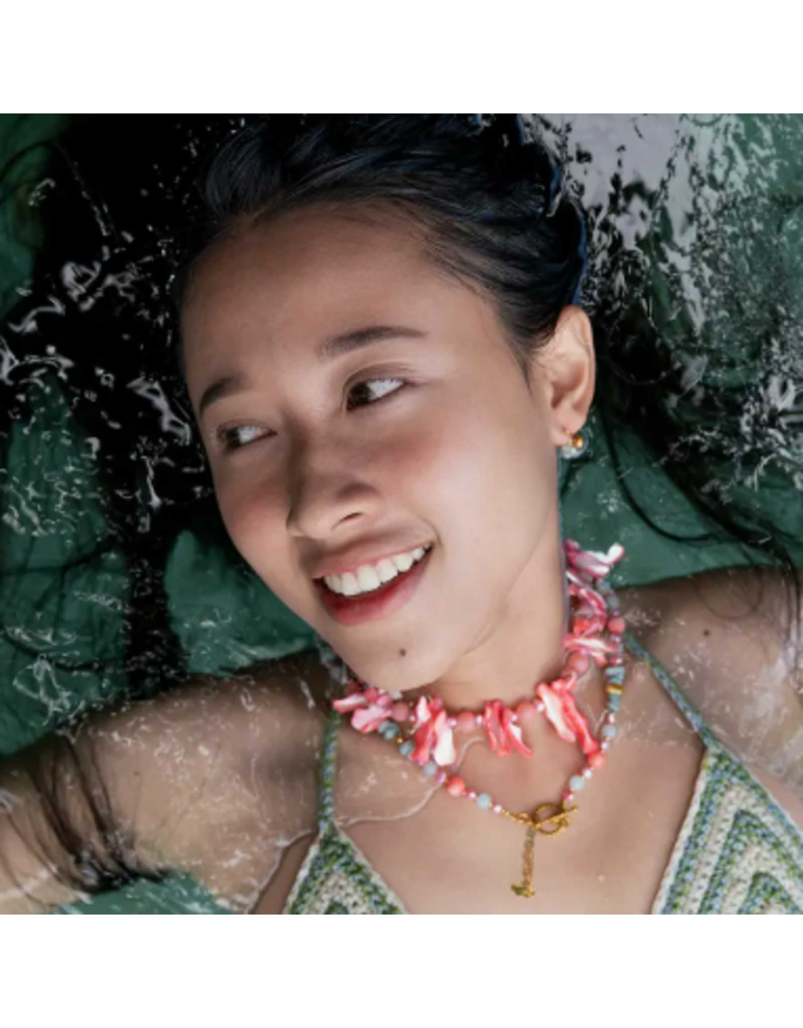 Indonesia Beaded Necklace - Pink & Turquoise, Indonesia
