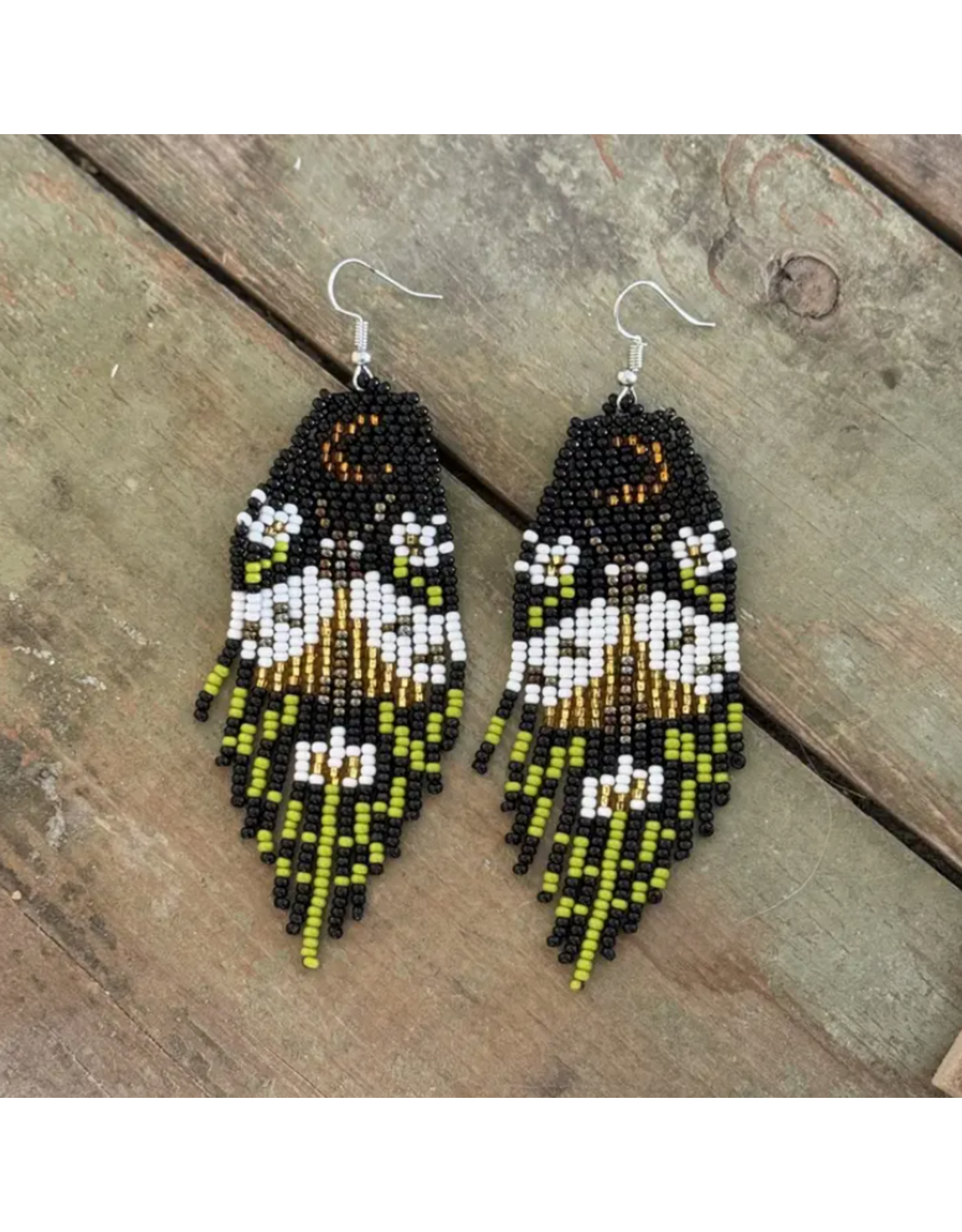 Guatemala Moth Fringe Earrings - Gold Moonlight, Guatemala