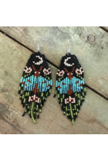 Guatemala Moth Fringe Earrings - Blue Moonlight, Guatemala