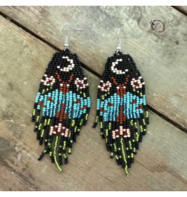 Guatemala Moth Fringe Earrings - Blue Moonlight, Guatemala