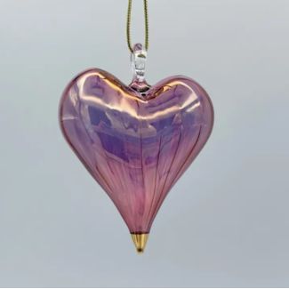Egypt Blown Glass Heart Ornament - Lavender