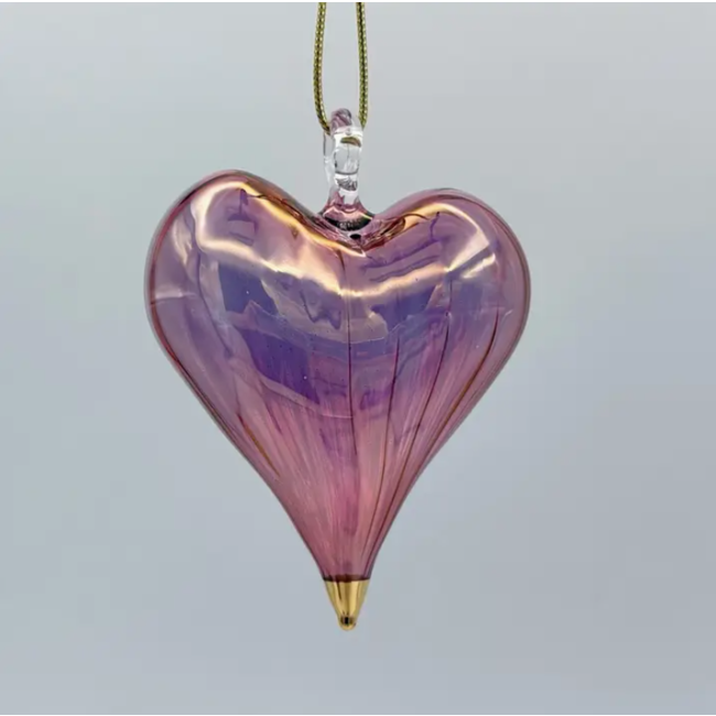 Blown Glass Heart Ornament - Lavender