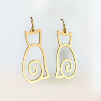 India Earrings  - Sleek Cat in Gold