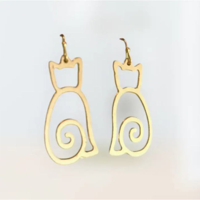 Sleek Cat Earrings in Gold