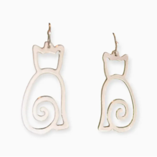 India Sleek Cat Earrings in Silver